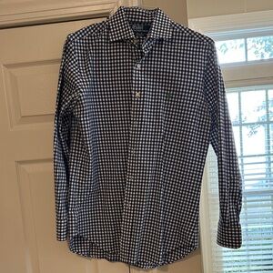 Ralph Lauren Men's Blue and White Checkered Shirt
